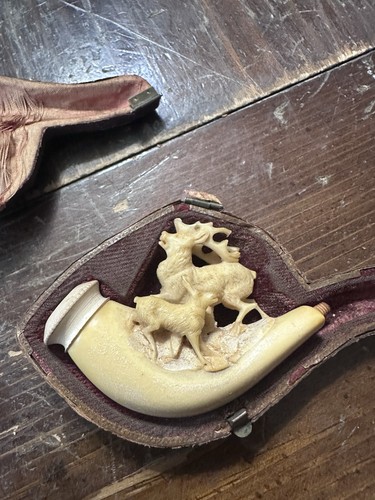 Antique carved meerschaum - meerschaum, stag