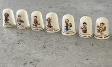 Vintage Fenton Bone China, Child Days of the Week Thimbles, Set of 7