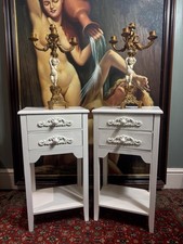 Pair Of Vintage French Shabby Chic Style Bedside Cabinets