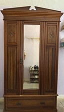 Antique Edwardian Mirror Door Wardrobe