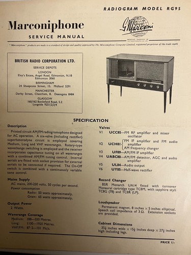 Marconiphone rg95 radiogram - rg95,