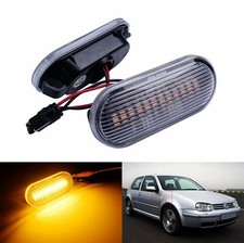 2pcs Clear Lens LED Side Indicator Repeater Light For VW Caddy Golf MK3 4 Passat