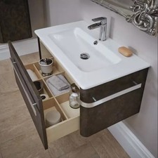 Bath Store Linen Wall Hung Vanity Drawer Unit Rust Brown For 800 x 450mm Sink