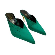 Gucci Satin Womens Shoes Crystal Embellished Style 762382 Size EU 37 / UK 4