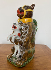 ANTIQUE STAFFORDSHIRE POTTERY BEARS GREASE POT LID DANCING BEAR ADVERTISING JUG