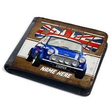 Personalised Mini Cooper Wallet British Classic Car Blue Dad Mens Gift CL34