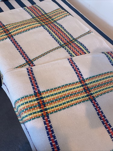 Vintage linen tablecloth with - linen,