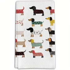 Colourful Dachshund Tea Towel