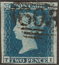 GB QV 1849 Two Penny Blue -