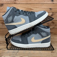 Nike Trainers Womens UK 3.5 Air Jordan 1 Mid Grey Onyx Suede Basketball Shoes