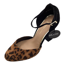 New Look Black Leopard Faux Suede High Heel Wide Fit Court Shoes Size UK 5 New