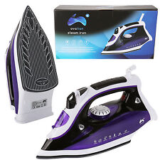 Ovation 2300W Electric Steam Iron Ceramic Soleplate White & Purple Self Cleaning