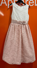 American Princess White/Pink Floral Lace Dress, Age 8, Brand New, B164
