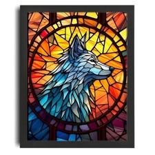 Stained Glass Wolf Wall Art