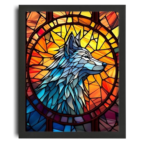 Stained glass wolf - wolf, art