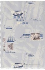 Pale Blue Seaside Wallpaper - Nautical Ships - Shabby Chic 51142201  Thick Paper