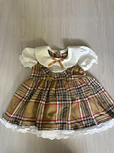 Girls beige plaid fit flare - beige,
