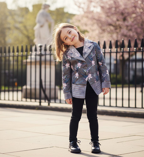 Girls grey velvet blazer - velvet,