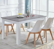 CLIPOP Modern Extendable Dining Table – Grey & White – 90-138cm JUST TABLE