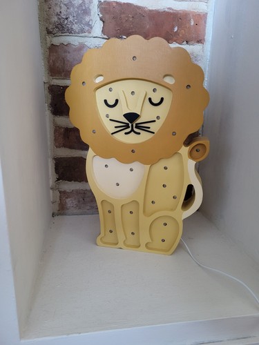 Wooden lion lamp led - wooden,
