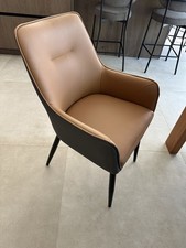 10 pcs Dining Chairs  Faux Leather Set far wood colourMetal Legs Armchair