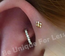 Helix Hoop Cartilage Ring Qautre Bead Bar Rhinestone Diamante Rook