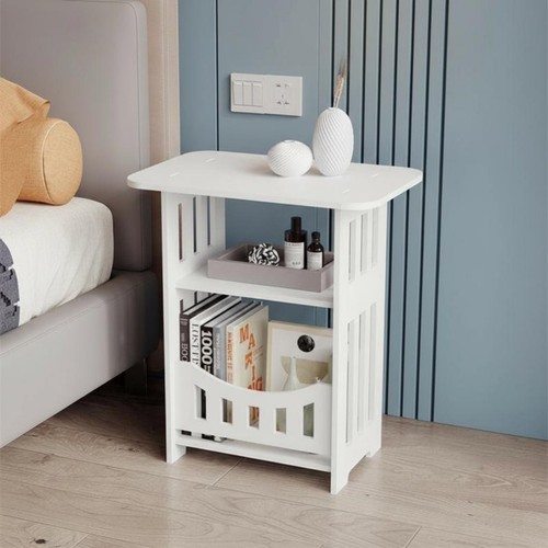 Square side table - square, doubleshelf