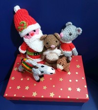 Hand-knitted Christmas Characters. In Gift Box. Small 15 cm & Under. Unique Gift