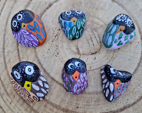 Hand painted set - painted, owls