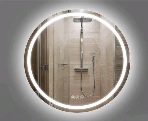 Large round bathroom - bathroom, mirror