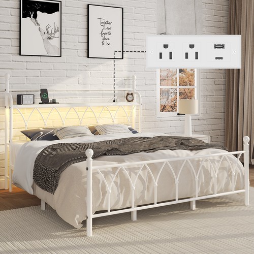Queen metal bed - bed, with