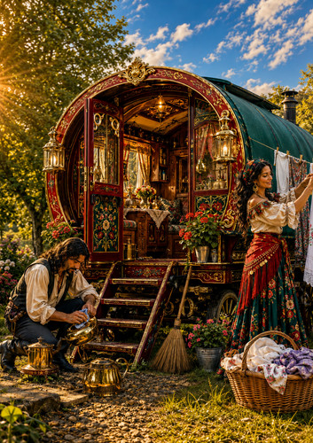 Romany gypsy couple wall - gypsy, print