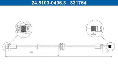 Front brake hose - front, fits