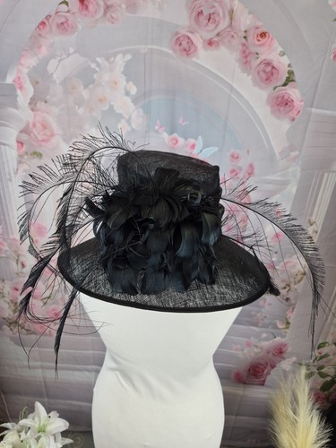 Hat box black sinamay straw - box,