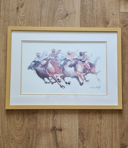 Framed vintage print horses - framed,