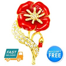 NEW WOMEN RED FLOWER BROOCHES