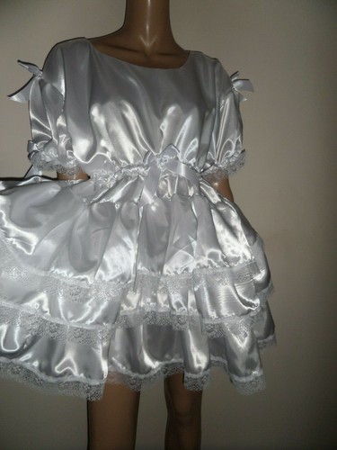 Adult baby sissy white satin - ,