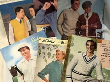 13x VINTAGE adult knitting patterns male female cricket jumper pullovers sweater