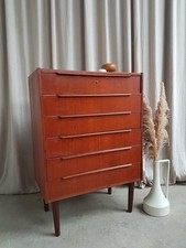 Vtg Mid Century Danish Teak Chest Of Drawers Tallboy Retro Scandi R908