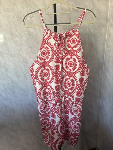 Ladies red white playsuit - ladies, red/white