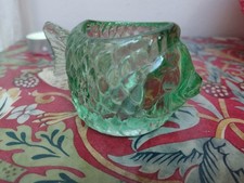 Small Green Glass Fish Shaped Votive Tea Light Candle Holder Chunky & Sturdy