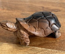 Hand Made Carved Wooden Turtle Tortoise Crafted Hard Wood Figure 3.5”