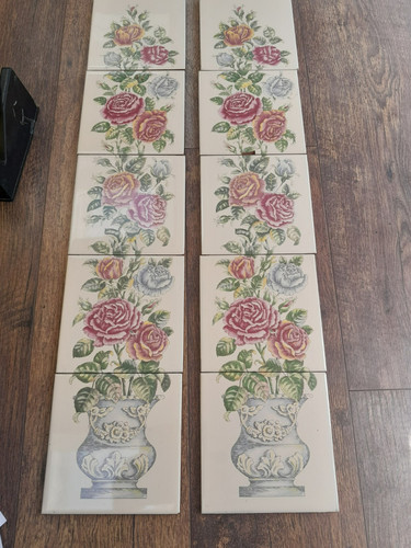 Urn roses 5 tile sets - 2,