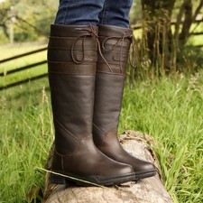 Brogini Longridge Easy Care Country Boots Waterproof Lined Yard Walking Brown