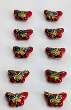 10 x Cloisonne Butterfly Beads