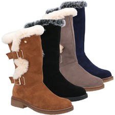 Womens Hush Puppies Megan Tall Hi Zip Up Mid Calf Boots Sizes 3 to 8