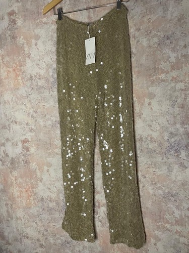 Zara gold sequinned pants - gold,