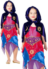 Sorceress Girls Costume Kids Witch Halloween Witches Fancy Dress Outfit