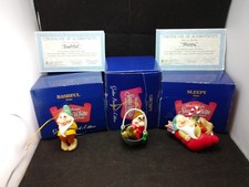 3 Disney's Dwarf Grolier Christmas Tree Decorations, Sleepy, Grumpy, Bashful Sb7