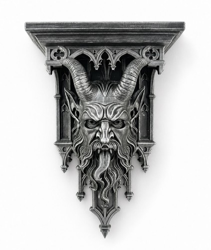 Gothic horned gargoyle - gothic, wall